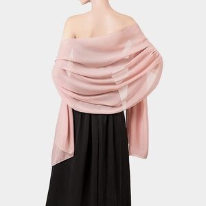 Blush Pink Chiffon Scarf 68 Inches Long Style Shawl Plain Simple Casual